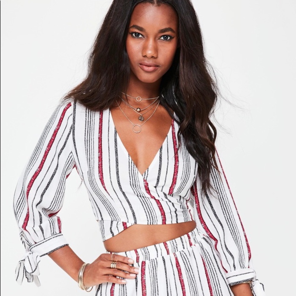 Missguided Striped Wrap Crop Top NWOT!